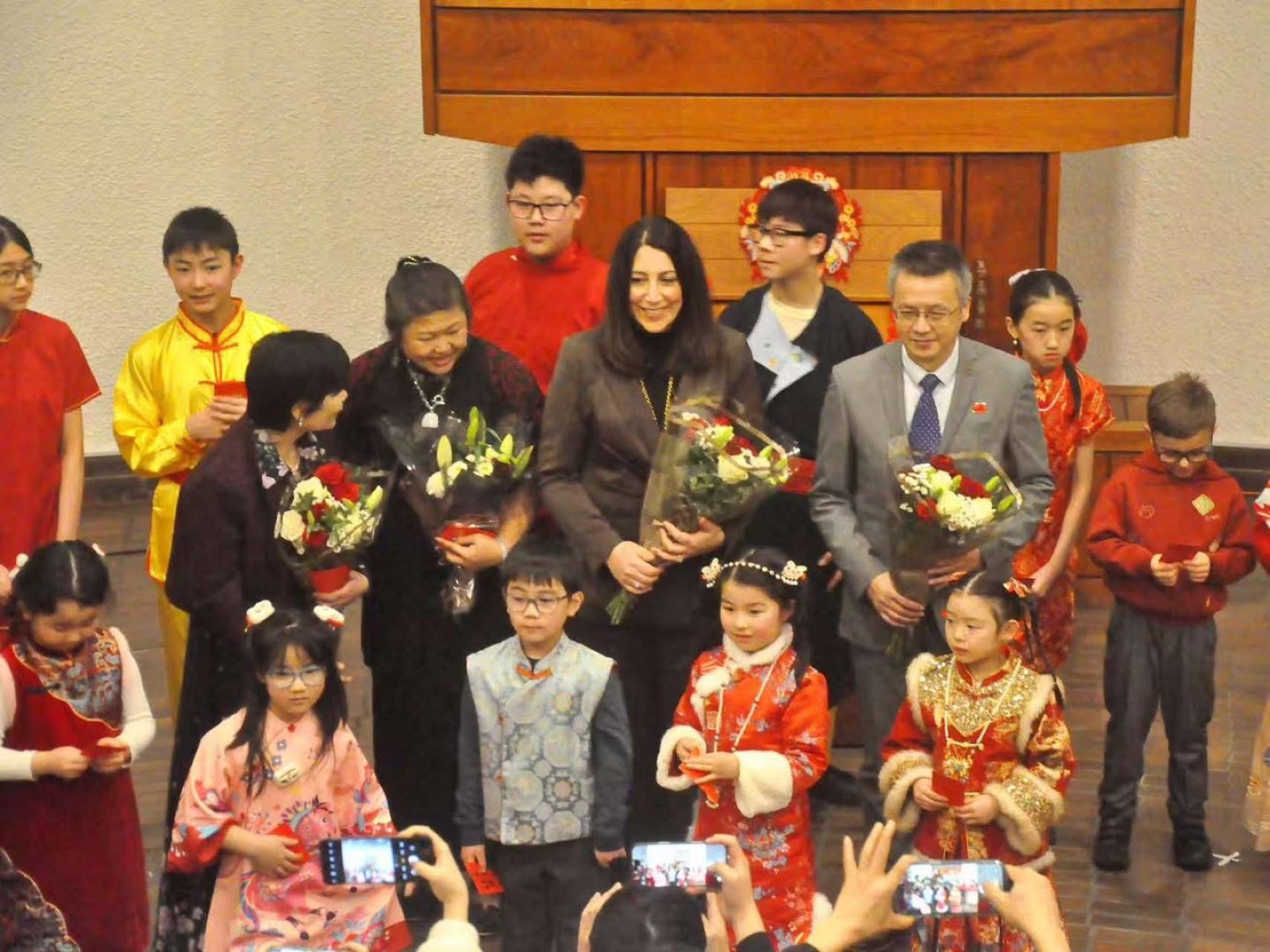 Teachers, guests and children at Dundee's 2026 Chinese New Year Gala