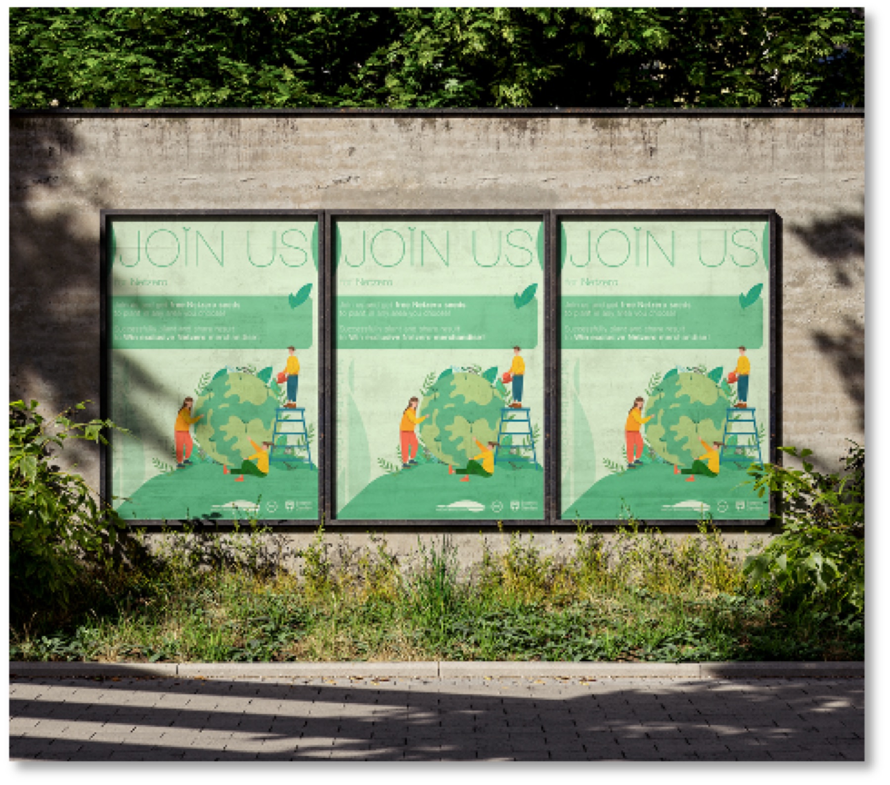 Net Zero campus posters shown outdoors